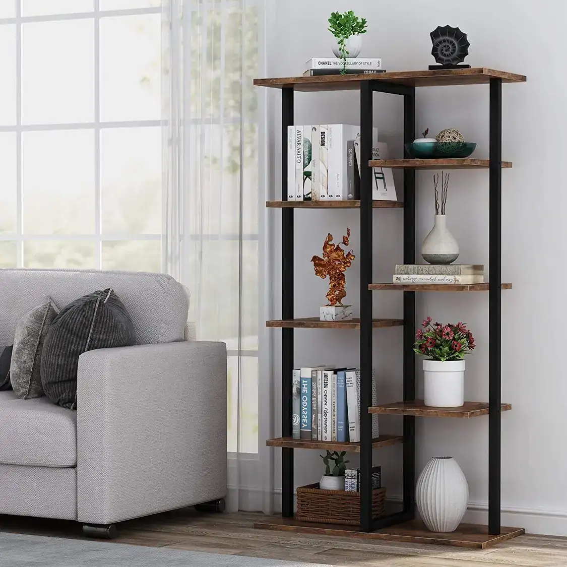 Multilayer Lay Potted Plants and Crafts Bookcase & Bookshelves of Manufacturer Cheap Bookcase