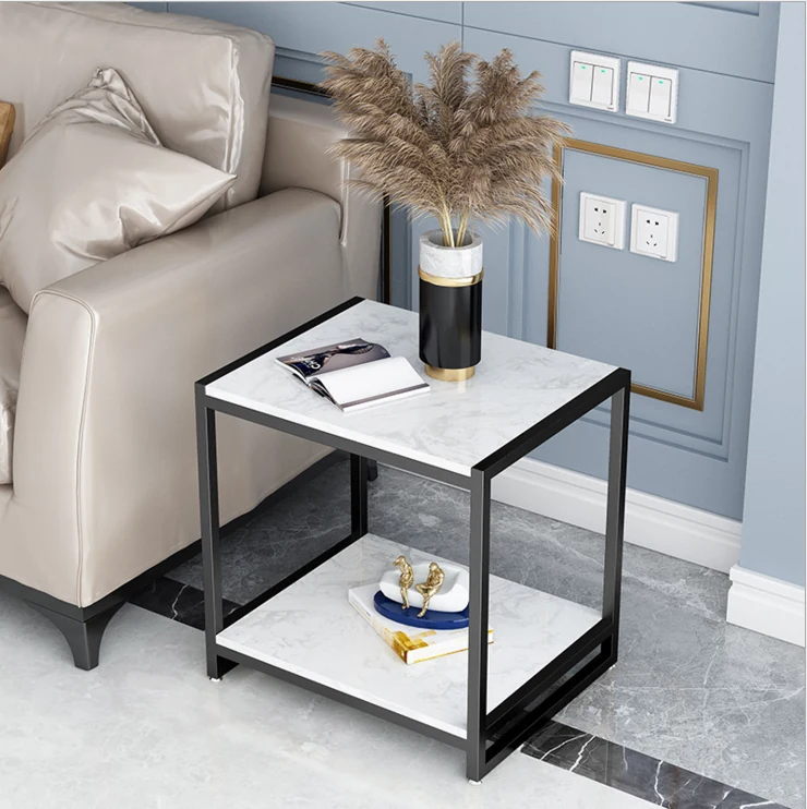New Arrival Iron Foot Black Marble Top Coffee Table for Square Design Coffee Table