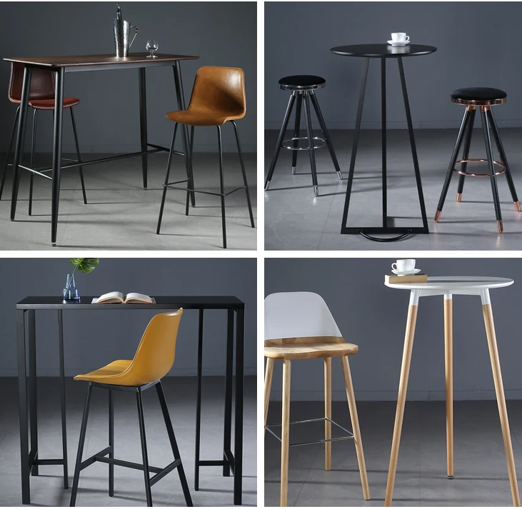 New Arrive Wholesale Restaurant Outdoor Bar Tables and Chairs Stool Bar Chairs Metal Legs High Chair