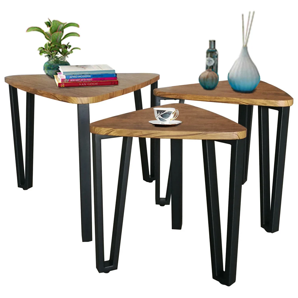 New Cheap Bedroom Triangle 3 Piece Wooden Vintage Accent Coffee Side and End Table Set for Home Ethiopian