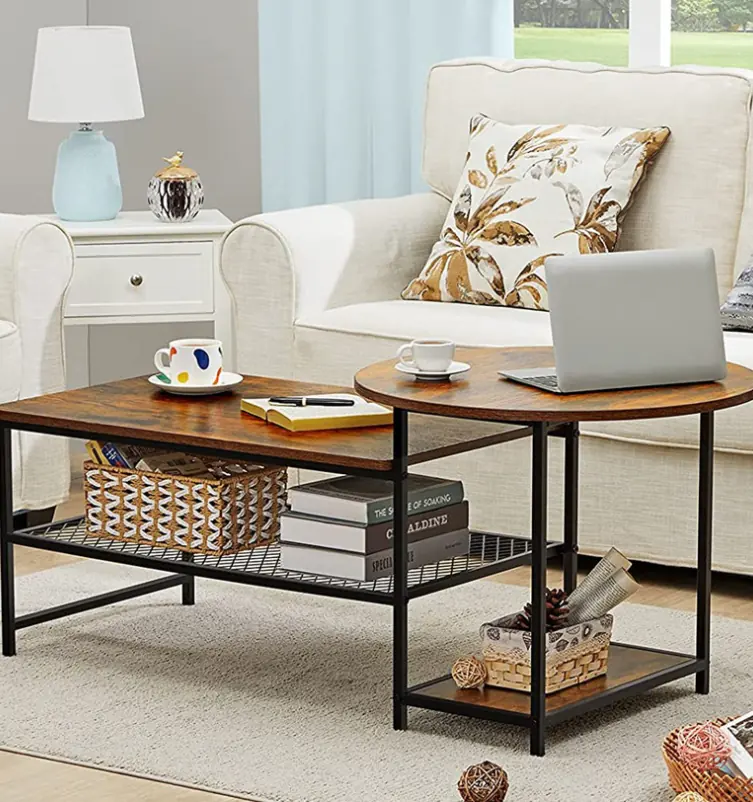 Novel Convenient Top Quality Luxury Living Room Mdf Furniture Set Furniture Coffee Table and Circles and Rectangles fo…
