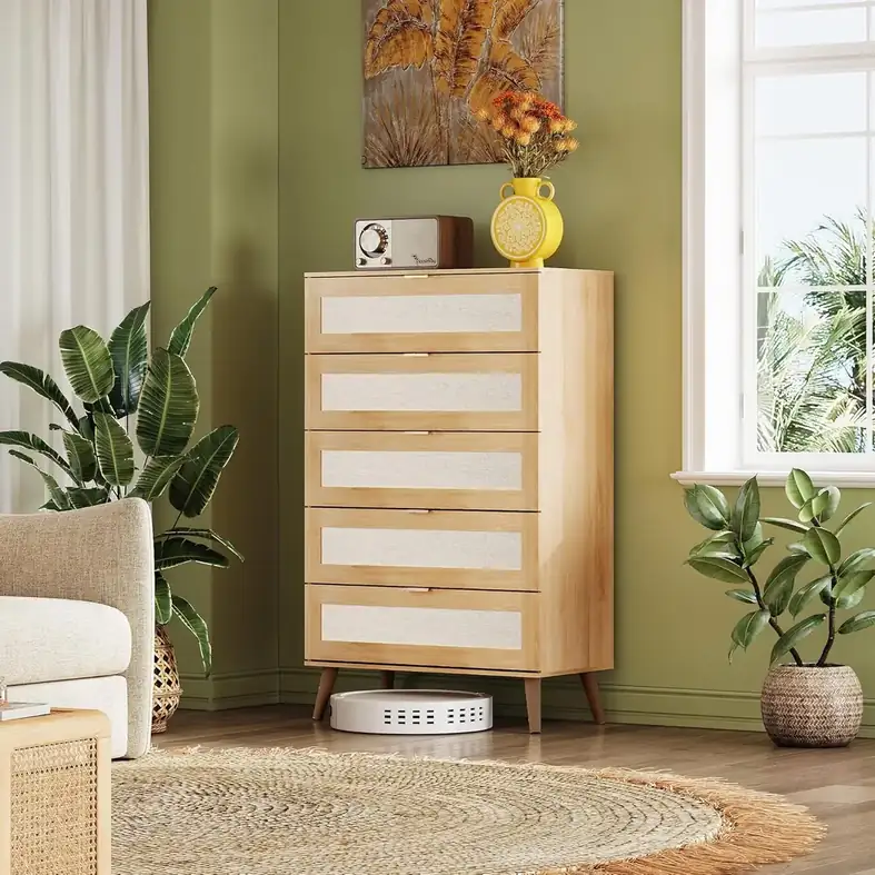 Rattan Plaited Articles with 5 Drawer Exquisite Cabinet