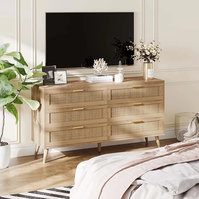 Rattan Plaited Articles with Two Rows, Six Drawers