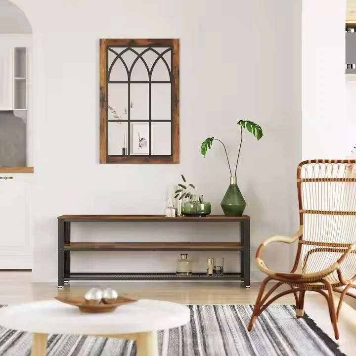Retro TV Cabinet for Living Room and Bedroom, Made of Medium-density Fiberboard with Grid Storage Layers, Wooden TV Ca…