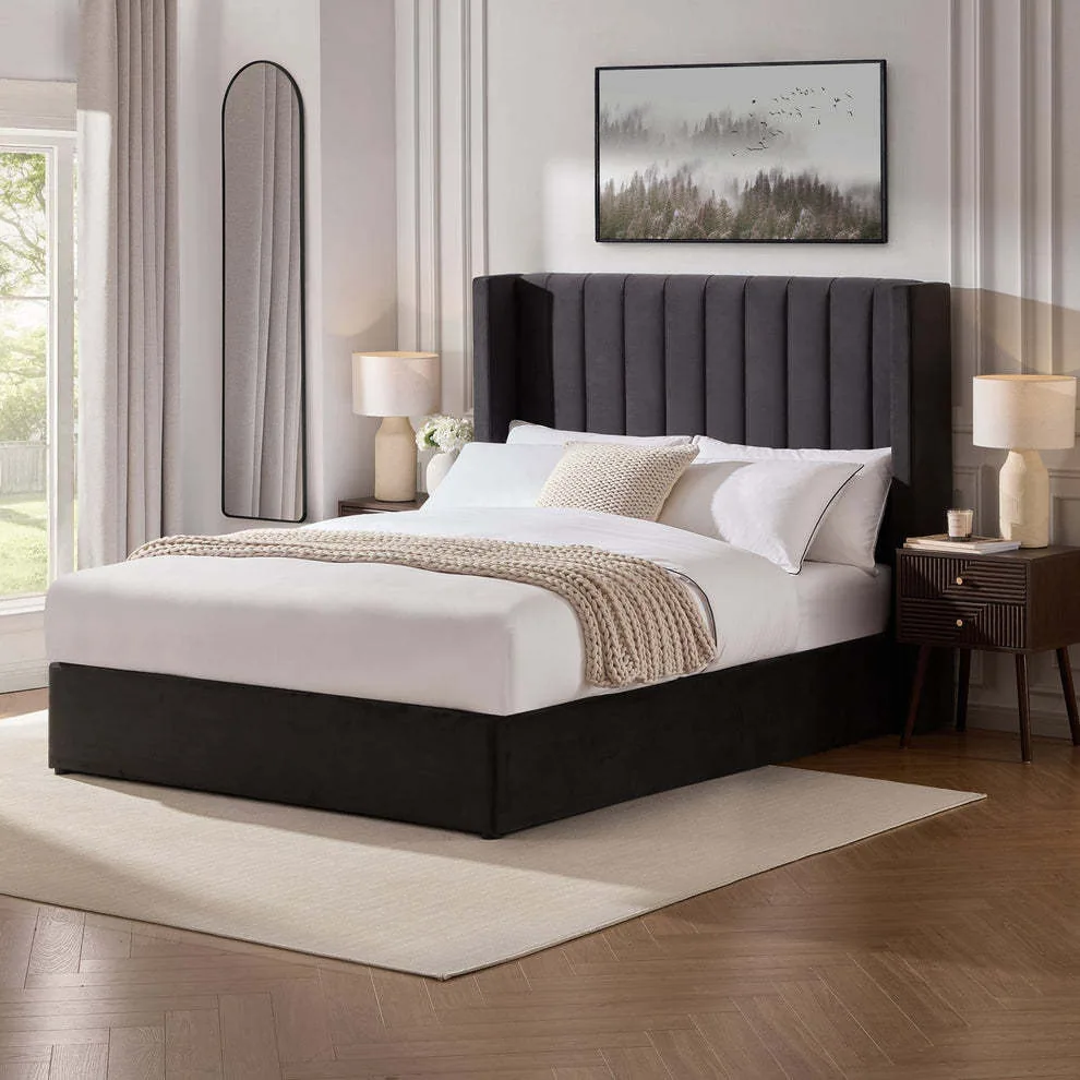 Simple and Comfortable Black Upholstered Bed