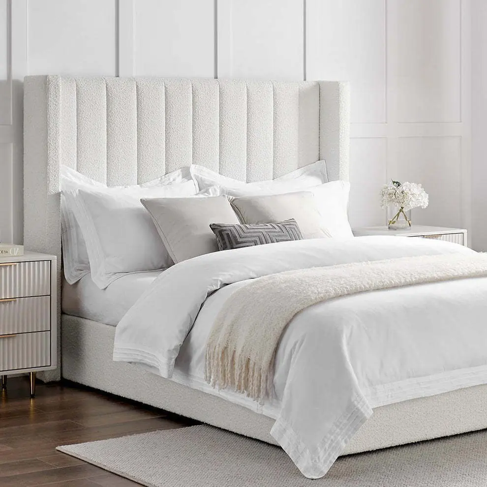 Simple and Comfortable White Upholstered Bed