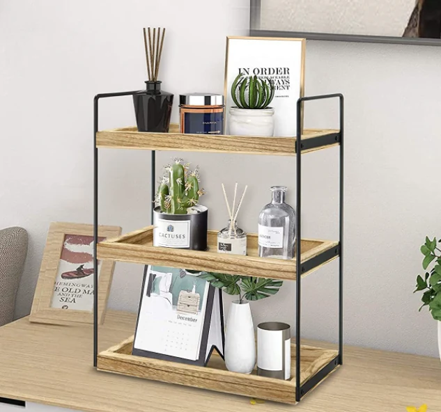 Spice Storage Shelves Hot Sale Kitchen Organization Under Sink Organizer Three-layer Wooden Storage Rack Shelf