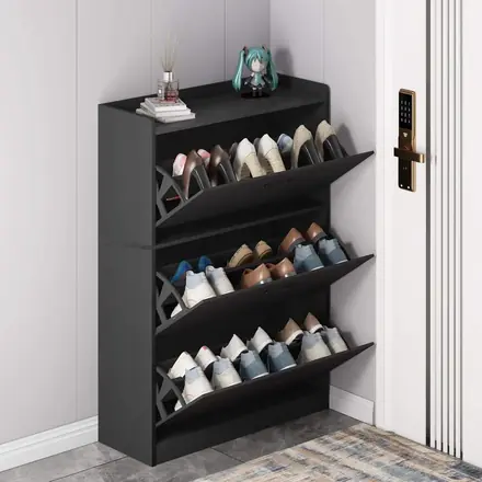 2026 Wooden Shoe Racks Cabinet Modern Design Rotating Indoor Shoe Storage Smart Rack Wooden Display Shoes Cabinet Rack…