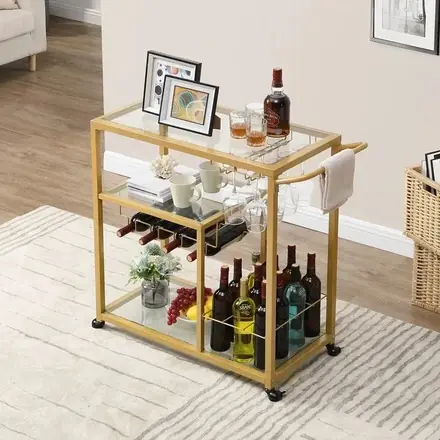 3 Tier Metal Rolling Cart Storage Trolley Easy Assembly for Kitchen Office Bathroom Islands&Carts