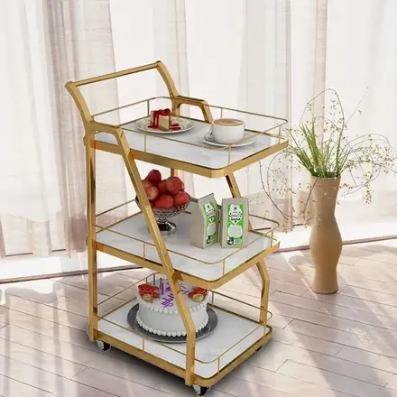 3 Tier Mobile Soft Serve Ice Cream Food Cart of Metal Rack Acrylic Serving Cart Kitchen Truck
