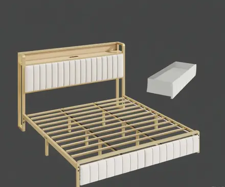 Bedroom Furniture Modern Simple Queen Metal Frame Bed for Living Room Furniture or Apartment