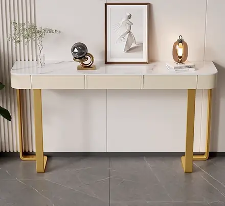 Console Table with Geometric Gold Metal Legs for Living Room Entryway Hallway High Quality Shape Crushed