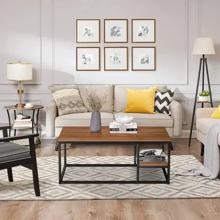 Europe Hot Sale Wood and Iron Legs Coffee Table Living Room Furniture of Nordic Coffee Table Modern