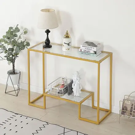 Hot Sale Living Room Luxury Console Table With Mirror Glass Top Material Console Table