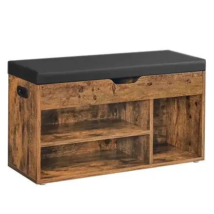 Household Simple Wooden Door Shoe Rack with Linen Sponge Pad, Integrated Shoe Storage Rack for Seats and Stools