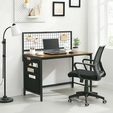 Industrial Living Room Bedroom Country Brown Study Table Metal Grid Computer Table