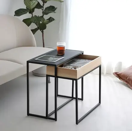 Industrial Modern Home Living Room Furniture Acacia Wooden Top Tea Table Design Coffee Side End Mini Table