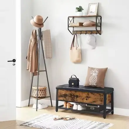 Living Room Bedroom Wooden Chairs with Cushions and Shoe Racks Bedside Stools Shoe Storage Benches