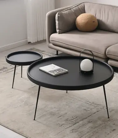 Living Room Furniture Center Tea Bedside Table Mdf Small Cafe Round Side Table Coffee Tables With Iron Legs