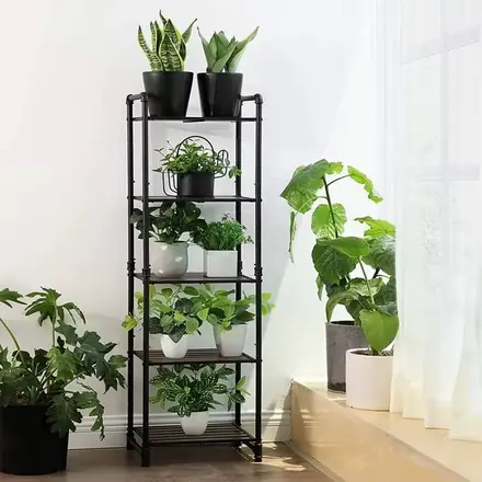 Modern Living Room Office Adjustable Lighting 5-level LED Wooden Bookshelf Display Stand