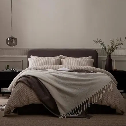 Modern Minimalist Creative Khaki Double Upholstered Bed
