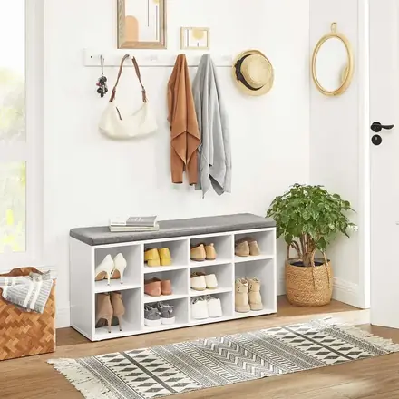 Modern Multi-functional Living Room Corridor Shoe-changing Stool with Detachable Cushions and Multiple Open Storage Co…