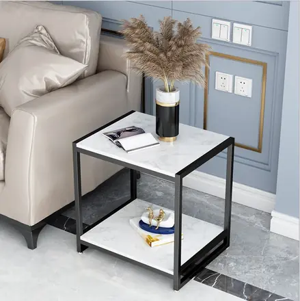 New Arrival Iron Foot Black Marble Top Coffee Table for Square Design Coffee Table