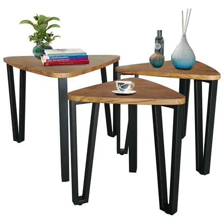 New Cheap Bedroom Triangle 3 Piece Wooden Vintage Accent Coffee Side and End Table Set for Home Ethiopian