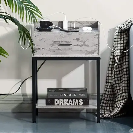 Practical Bedroom Furniture Smart Night Stand With Multiple Charger Night Stand