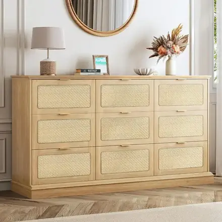 Rattan Plaited Articles Cabinet with Nine Drawers