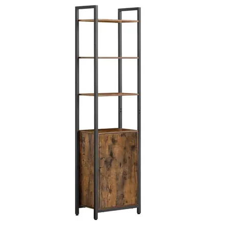 Retro Industrial Style Living Room, Bedroom and Study. 6-layer Independent High Bookshelves with Doors