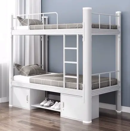 School Dormitory Modern Student Iron Double Decker Metal Steel Pipe Bunk Bed Factory Direct Sale Steel Pipe Durable