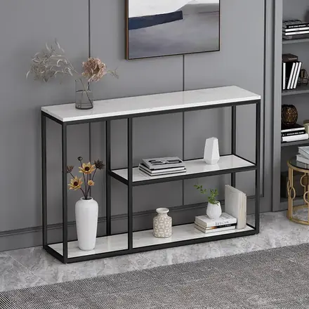 Simple Furniture New Chinese Style Marble Luxury Northern Europe Aureate Side Table by the Wall Entrance Console Table