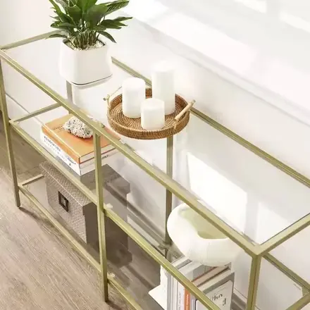 Simple Modern High-end Four-door Retro Metal Material Steel Table Legs Glass Top Corner Table and Console Table