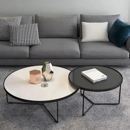 Wholesale Custom White Marble Glass Coffee Table of Living Room Round Coffee Table Furniture Glass Top