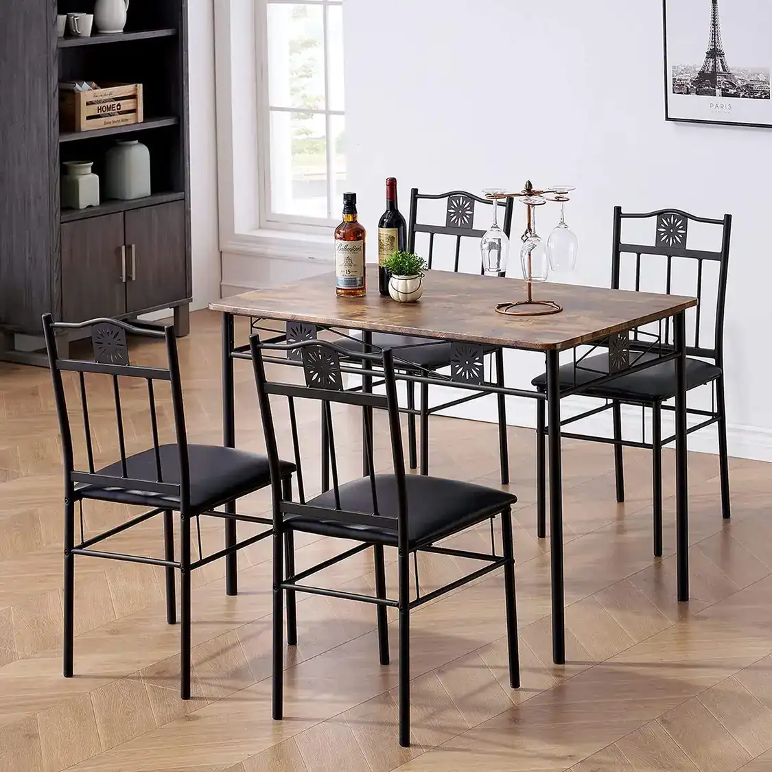 Wholesale Cheap Modern Industrial Wood Dining Table Set of 4 Seat Dining Room Metal Restaurant Furniture Dining Table …