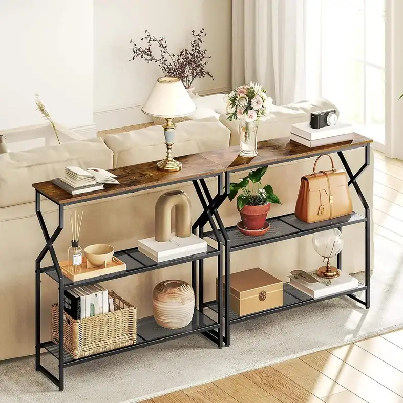 Wholesale Industrial Home Furniture Black Console Table Hotel Wood Small Entryway Console Table With Storage