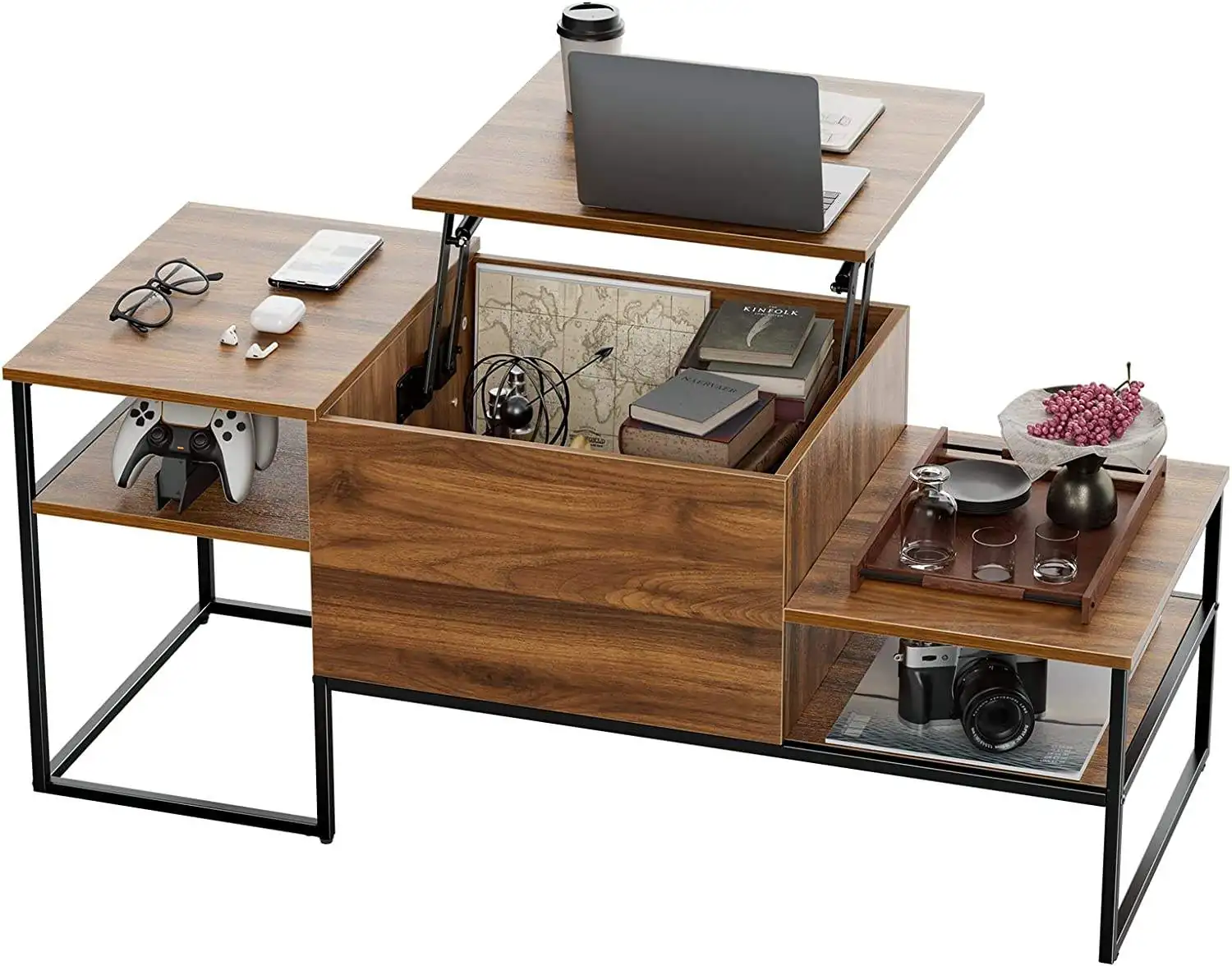 Wholesale Lift Top Coffee Table Modern Ethiopian Luxury Black Wood Living Room Furniture Tea Concrete Center Table Cus…