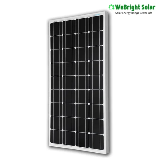 Solar panel displayed against a white background with a brand logo in the top right corner