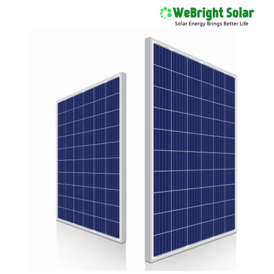 3D rendering of two blue photovoltaic solar panels with silver frames standing upright