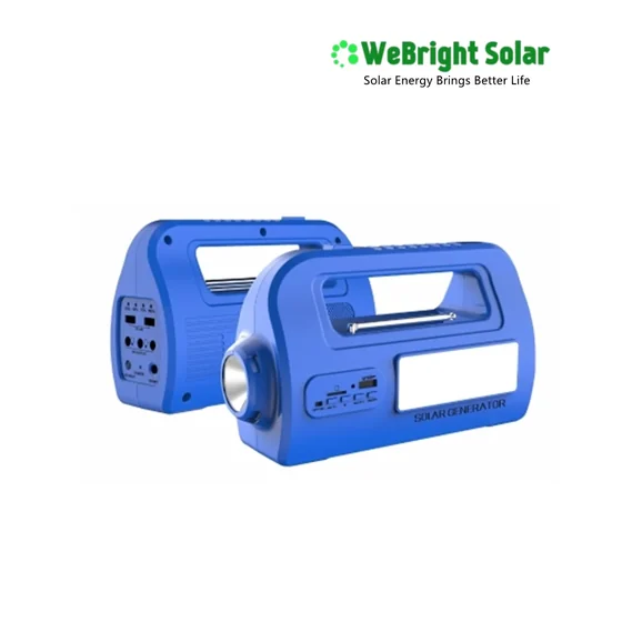 Two blue solar generators with a flashlight and panel, displayed against a white background.