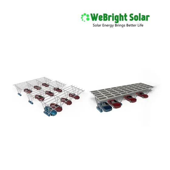 3D render of solar panel carport structures with cars parked underneath