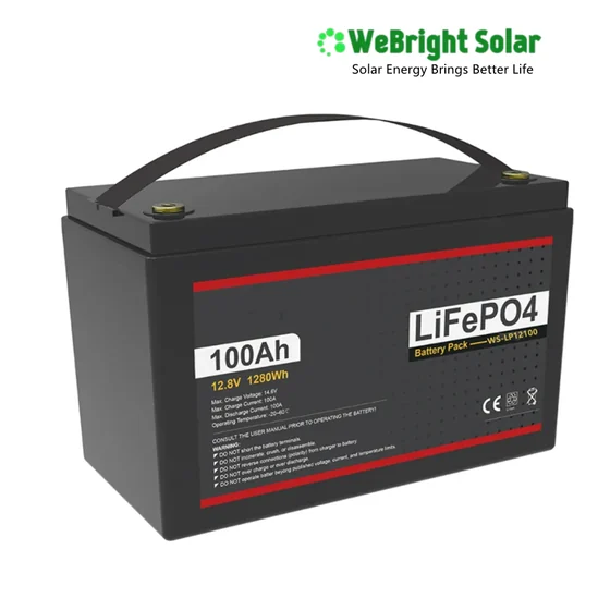 WeBright Solar 12.8V 100Ah LiFePO4 Battery Pack with carrying handle and red label