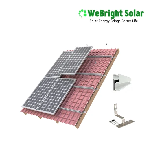3D rendering of solar panels on a red tile roof with mounting brackets