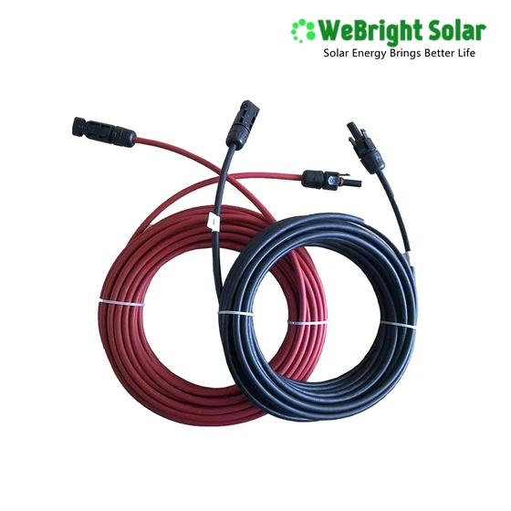 Coiled red and black solar cables with MC4 connectors on a white background.