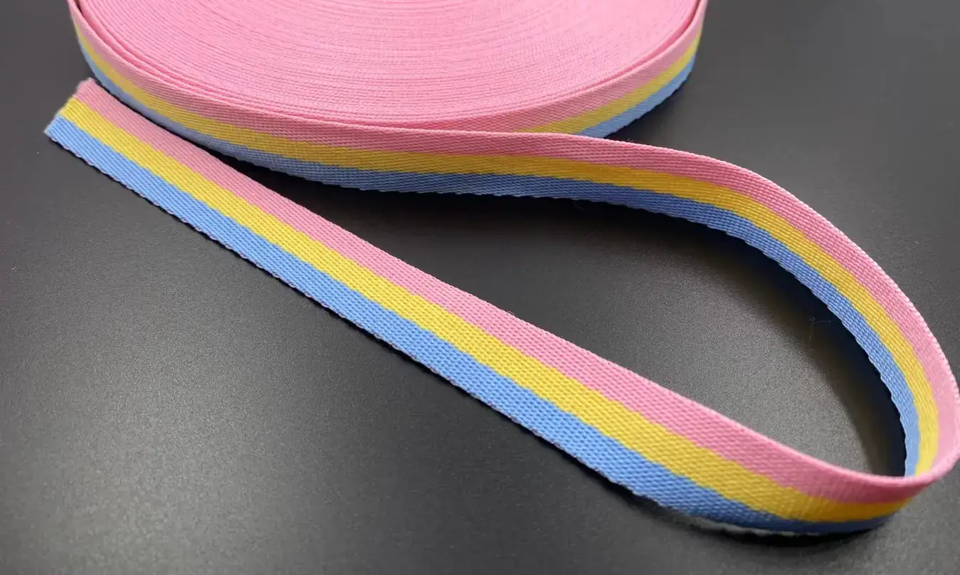Webbing and yarn at the Weiye Webbing mill in Foshan