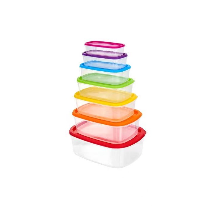Rainbow Rect food container set of 7 view 2