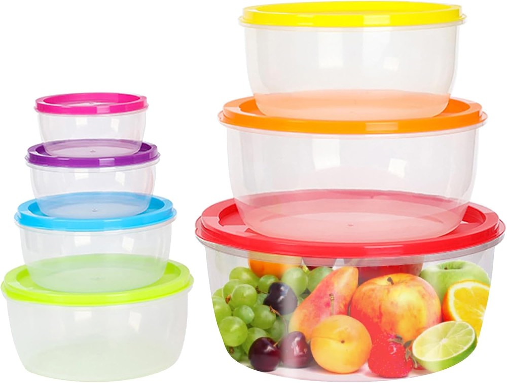 Round food container set of 7, Rainbow