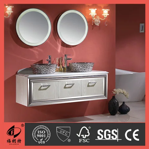 T-6616 - Zhejiang Professional Double Basins Stainless Steel Cabinet Bathroom Furniture T-6616