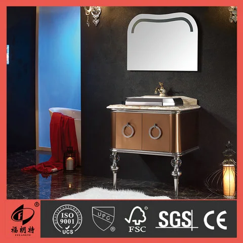T-6635 - High quality waterproof country style stainless steel bathroom cabinet T-6635